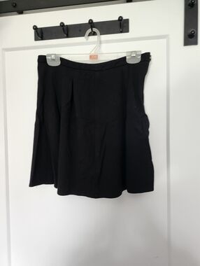 Black Cotton Mini Skirt | Stretch | Side Zip | Women's Medium